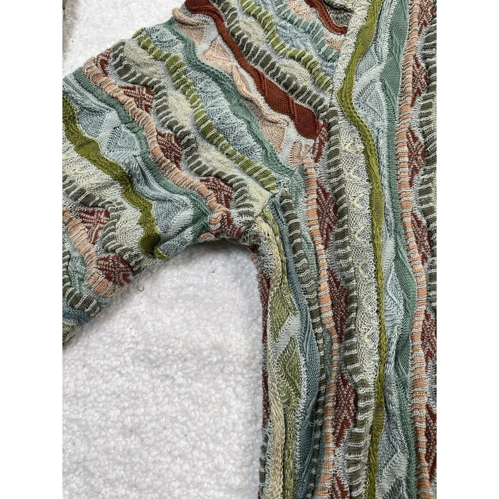 COOGI Women's 3D Cable Knit Crew Neck Size XL Sage Green Colorful 90's - Picture 4 of 13
